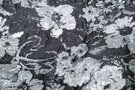 Glanzende stoffen - Polyester stof - Jacquard feestelijk bloemen - donkergrijs/glitter - 418007-61
