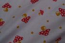 Rode stoffen - Katoen stof - paddenstoel - off-white/rood/oker - LB20