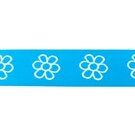 Blauw - 42546 Elastiek Met Geweven Bloem 40 mm Aqua 