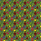 katoenen stoffen met print - Katoen stof - bedrukt superhelden - groen - 15805-026