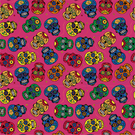 Fuchsia stoffen - Katoen stof - bedrukt skulls - fuchsia/multi - 15808-017
