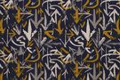 Okergele stoffen - Katoen stof - Interieur en decoratiestof pijltjes - donkerblauw/oker/grijs - 1474-008