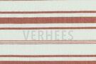 Witte / creme stoffen - Katoen stof - gestreept - wit/terra - 9640-003