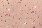 Roze Ledikantdeken stoffen - Katoen stof - hydrofiel zon/maan/sterren - roze - 18430-820