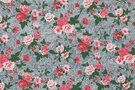 Bloemen motief stoffen - Spijkerstof - pink flowers - jeansblauw - 9021-001