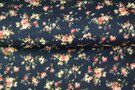 Aankleedkussen stoffen - Katoen stof - hydrofielstof bloemen - donkerblauw - 19108-15