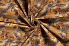 Bruine stoffen - Tricot stof - french terry leeuwtjes - bruintinten - 18612-034