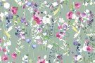 By Poppy - Katoen stof - canvas digitaal romantic flowers - mint - 9284-007