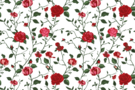 Baumwollstoffe - Katoen stof - poplin bloemen - donkergroen rood - 19419-028