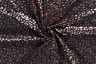 Dierenprint stoffen - Tricot stof - bedrukt folie luipaard - donkerblauw rose goud - 18166-008