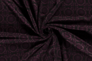 Aubergine stoffen - Tricot stof - bedrukt abstract - aubergine - 18107-018