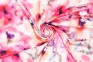 97% Polyester, 3% Elastan stoffen - Satijn stof - stretch blurry water flower - roze - 19616-875