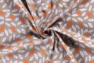 Beige stoffen - Stretch stof - bedrukt bladeren - beige - 19262-152