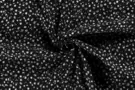 Zwarte stoffen - Viscose stof - bedrukt borken crepe bloemen - zwart - 19094-069