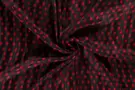 Zwarte stoffen - Polyester stof - chiffon damast lurex stippen - zwart rood - 19130-069