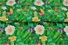 Stenzo Tricot stoffen - Tricot stof - digitaal bloemen en vlinders - groen multi - 21205