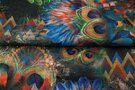 Stenzo stoffen uitverkoop - Tricot stof - viscose digitaal fantasieprint veren - blauw - 21013-33VI