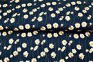 Donkerblauwe stoffen - Tricot stof - digitaal bloemen lieveheersbeestjes - donkerblauw - 21296-15