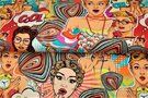 Retro motief stoffen - Tricot stof - digitaal fantasie retro - multi - 21050