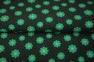 Zomer stoffen - Tricot stof - bloemen - donkergroen blauw - 21652-99