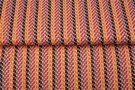 Bruine stoffen - Tricot stof - fantasie gestreept - bruin rood oranje - 21628-13
