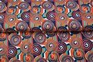Stenzo stoffen uitverkoop - Tricot stof - fantasieprint - oranje blauw - 21622-11