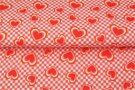 Stenzo Tricot stoffen - Tricot stof - hartjes - roze rood - 21653-12