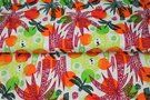 Stenzo Tricot stoffen - Tricot stof - leeuw palmbomen - wit multi - 21607-02