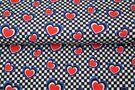 Stenzo Tricot stoffen - Tricot stof - hartjes - blauw wit - 21653-15