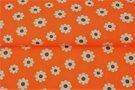 Stenzo stoffen uitverkoop - Tricot stof - bloemen - oranje - 21652-13