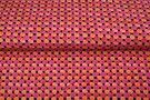 Donkerblauwe stoffen - Tricot stof - digitaal dots - donkerblauw roze oranje - 21216-15