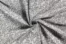 Witte / creme stoffen - Viscose stof - poplin bladeren - grijsblauw - 19675-006