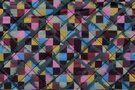 Lichtblauwe stoffen - Doorgestikte stof - quilt print fausto - roze/geel/lichtgroen/lichtblauw/groen - 22621-001