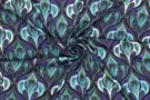Eisblau - Satijn stof - stretch satijn - abstract retro - blauw - 20117-670
