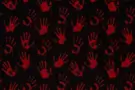 Zwarte stoffen - Tricot stof - Halloween handen - zwart/rood - 20854-069
