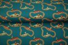 Stenzo Tricot stoffen - Tricot stof - digitaal auto's - turquoise - 22216-99