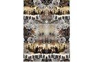 Multi kleur stoffen - Tricot stof - digitaal paneel muziek - bruin multi - 22020