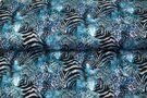 Zwarte stoffen - Tricot stof - digitaal dierenprint fantasie - blauw zwart - 22931-09