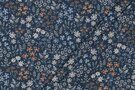 Geplastificeerd en of Coating katoen - Katoen met coating - bloemen - jeansblauw - 5270-007