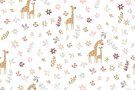 Witte / creme stoffen - Katoen stof - poplin - giraffe en bloemen - wit - 6784-001