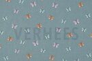Mintblauwe stoffen - Katoen stof - poplin - vlinders - mintblauw - 5501-015