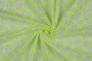 By Poppy - Broderie stof - katoen embroidery - bloemen - neon groen grijs 4921-001