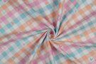 By Poppy - Flanel stof - ruiten en hartjes - wit roze blauw oranje - 3078-001