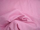 Roze Ledikantdeken stoffen - Katoen stof - stipjes - roze/wit - 5575-011