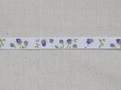 Band met hartjes - Ripslint bloemetjes off white paars/groen 9 mm (22383/09-183)*