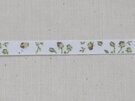 Band met hartjes - Ripslint bloemetjes off white beige/bruin/groen 9 mm (22383/09-988)*