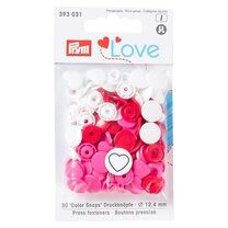 -Prym Love drukknopen hart wit/rood/roze (393.031) - Prym Love drukknopen hart wit/rood/roze (393.031)