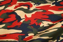 -Katoen stof - camouflage - groen/zwart/rood/beige - 310131-86 - Katoen stof - camouflage - groen/zwart/rood/beige - 310131-86