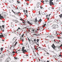 -Katoen stof - Disney mickey - wit/zwart/rood - 669100-53 - Katoen stof - Disney mickey - wit/zwart/rood - 669100-53