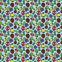 -Katoen stof - bedrukt superhelden - blauw - 15805-003 - Katoen stof - bedrukt superhelden - blauw - 15805-003